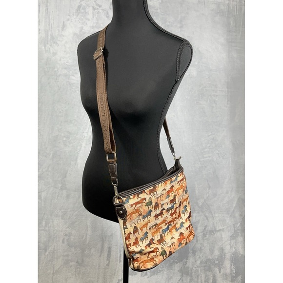 Montana West Horse Print Brown Crossbody Bag Purse Equestrian Western Rodeo - Picture 2 of 13